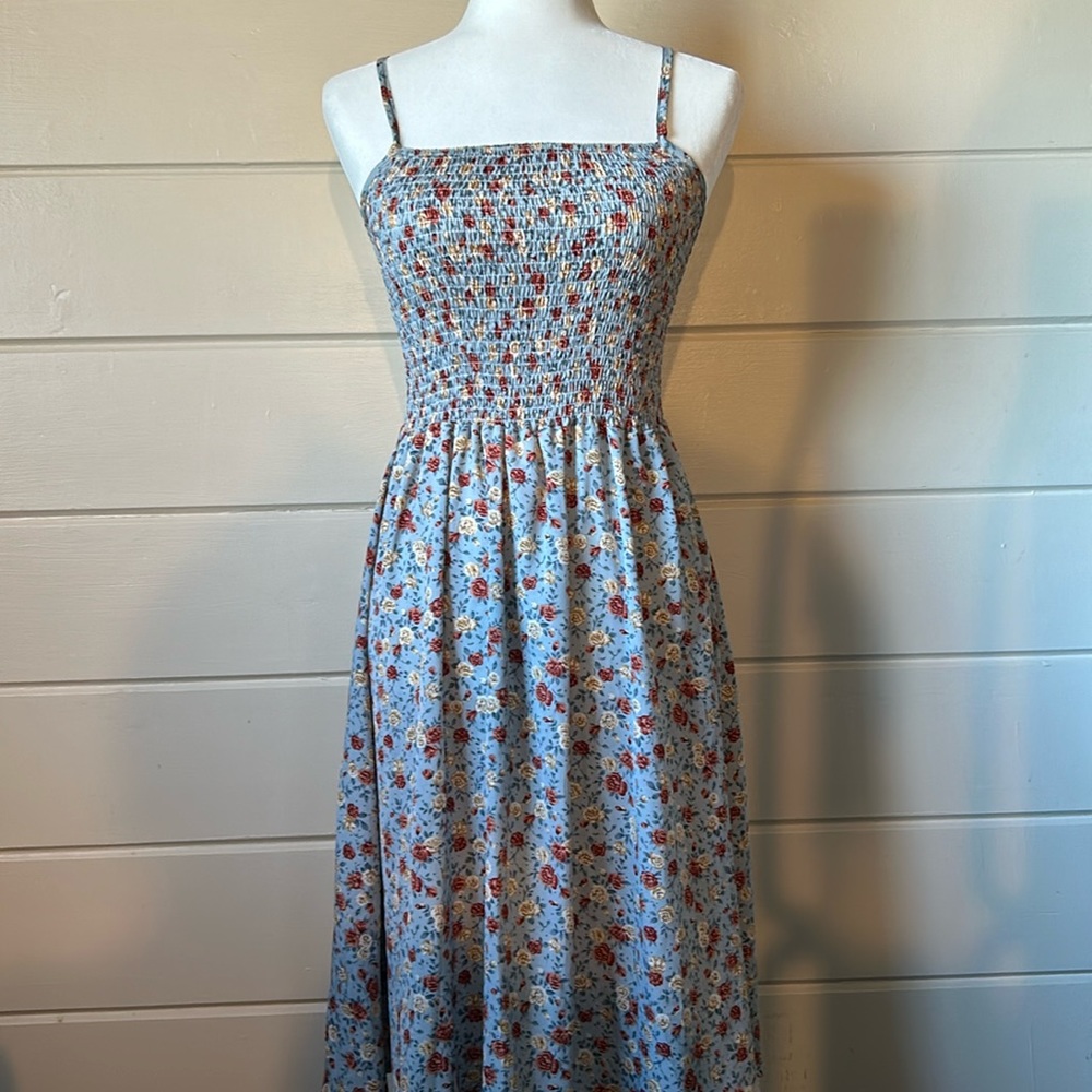 Smocked Cami Midi Floral Dress Size Large